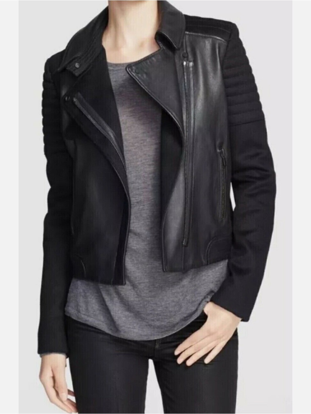 Vince quilted leather moto jacket size S